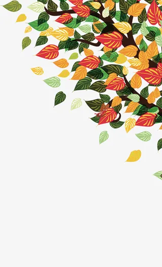 五彩树叶落叶装饰图案免抠