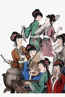 手绘水墨工笔画古代仕女免抠 手绘水墨工笔画古代仕女免抠