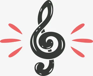卡通复古音符标签免抠