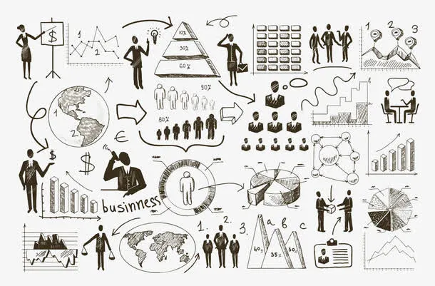 手绘商业信息图表免抠