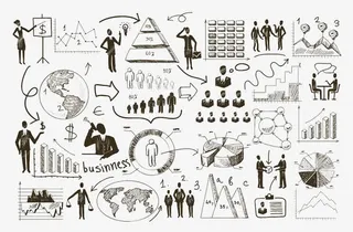 手绘商业信息图表免抠