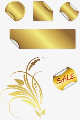 金色促销标签矢量图免抠