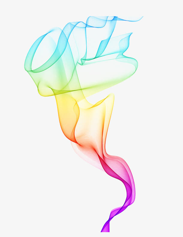 矢量彩虹色曲线花纹免抠
