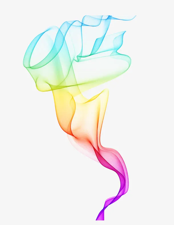 矢量彩虹色曲线花纹免抠