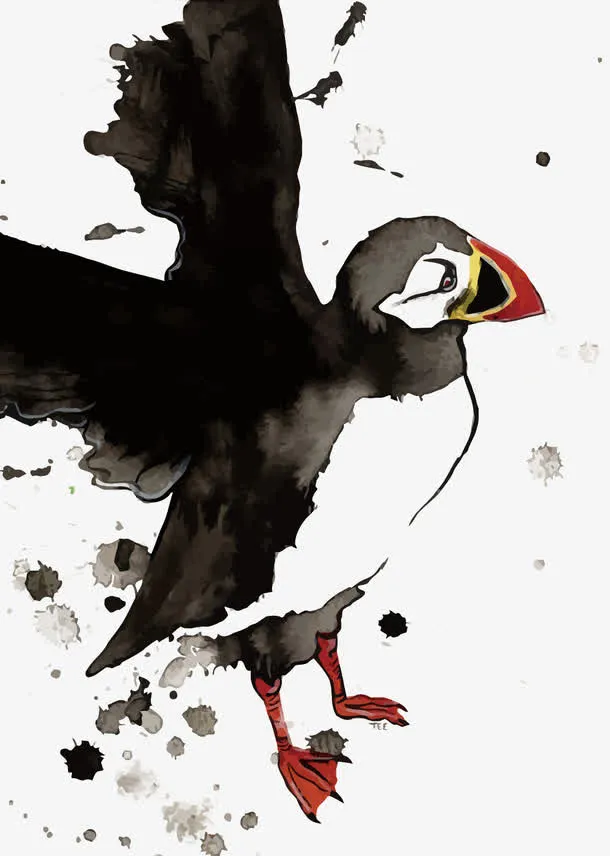 矢量水墨鸟免抠