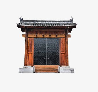 木框黑色宫门素材图免抠