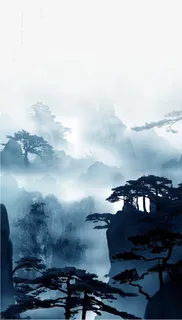 唯美中国古风山水画免抠装饰中国风元素 唯美中国古风山水画免抠装饰中国风元素