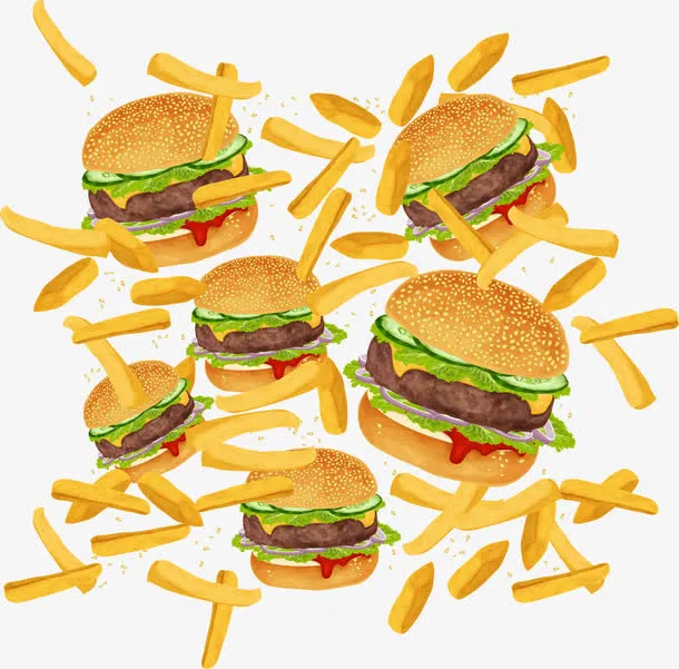 快餐食物漂浮素材免抠