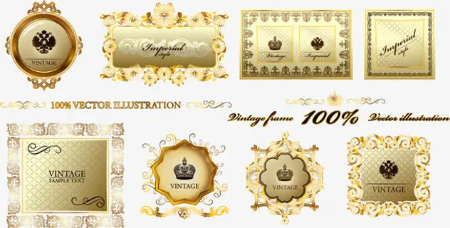 华丽欧式古典花纹边框矢量素材免抠