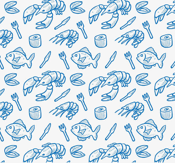 蓝色海鲜食品免抠