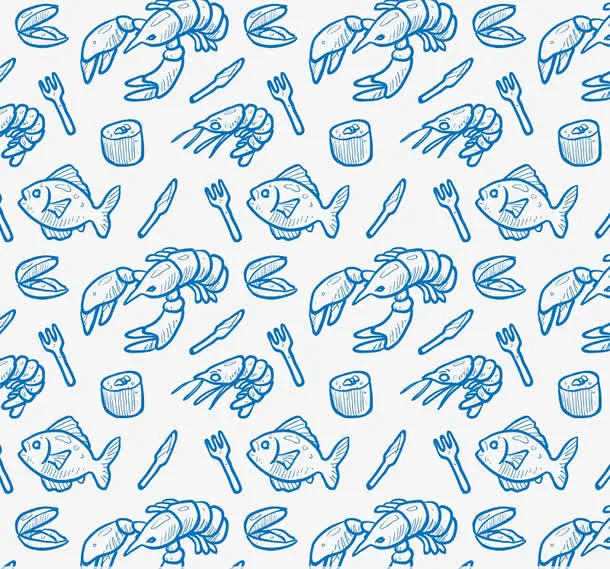 蓝色海鲜食品免抠