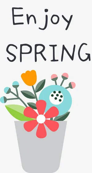 享受春天卡通清新标签免抠