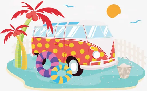 包车出游矢量免抠