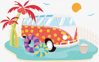 包车出游矢量免抠