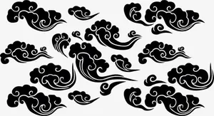 传统古典角花花纹素材免抠
