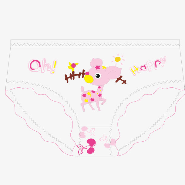 矢量梅花鹿花边儿童内裤免抠