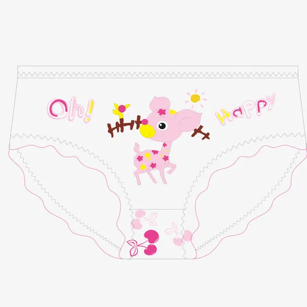 矢量梅花鹿花边儿童内裤免抠