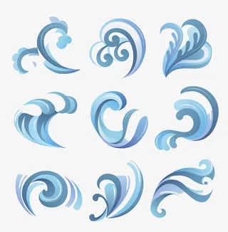 蓝白海浪图标免抠