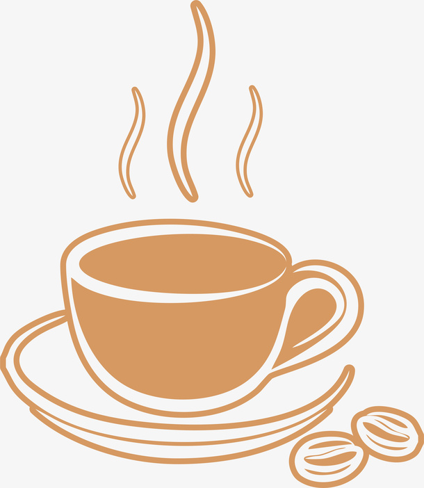 手绘,简约,线条,下午茶,咖啡杯免抠