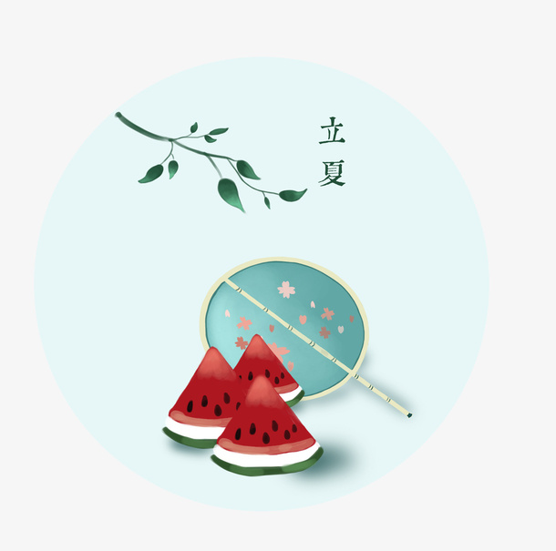 圆形立夏标签背景装饰
