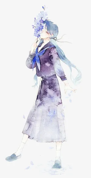 唯美手绘人物插画免抠