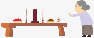 手绘清明祭祖的人免抠