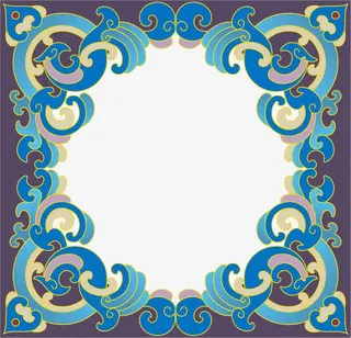 中国风蓝色窗花PNG免抠