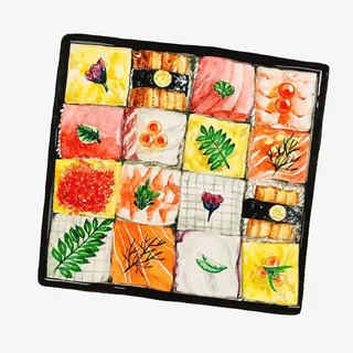 手绘總匯壽司免抠