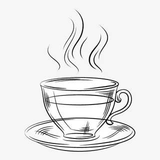 黑色手绘热茶杯免抠