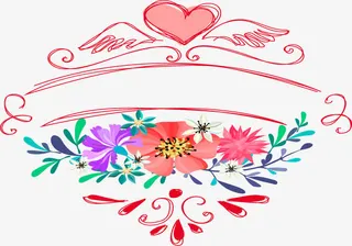 欧式花边框 长边框 红色 海报免抠