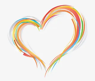 五彩线条心形免抠