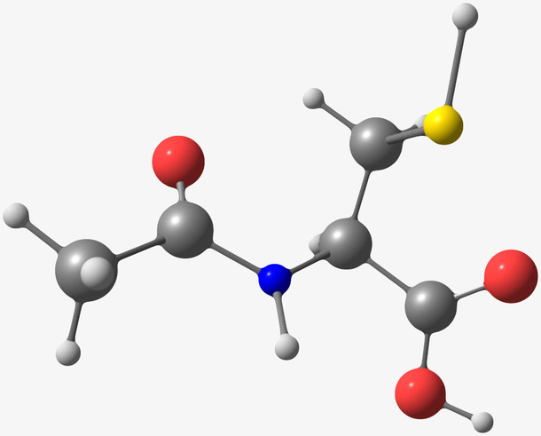 黑色乙酰半胱氨酸分子形状素材免抠