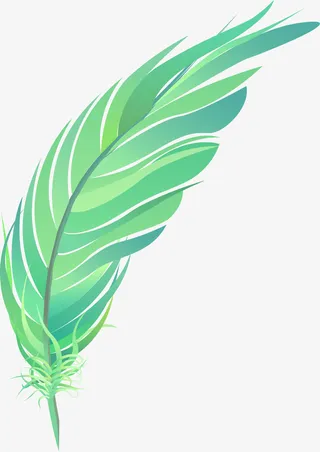 绿色水彩羽毛免抠