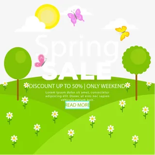 春天景色矢量素材免抠