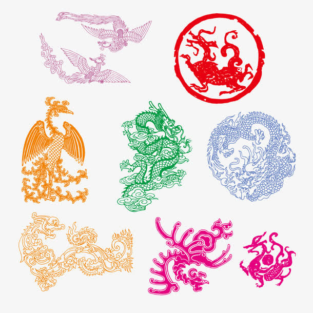 龙凤图纹矢量素材免抠