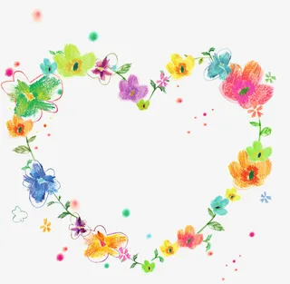 手绘涂鸦心型花边框免抠