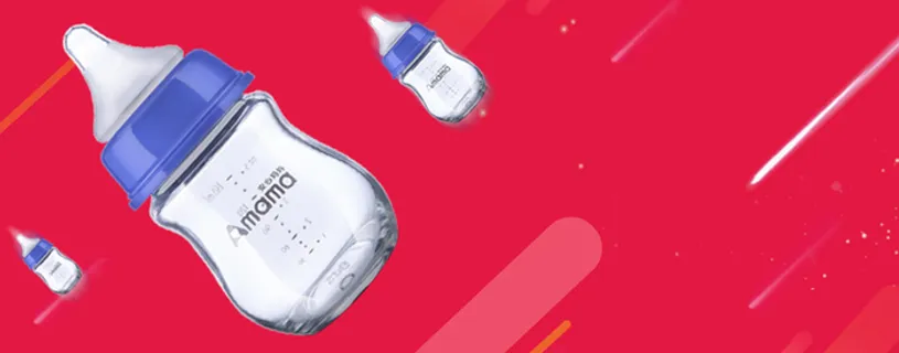 母婴卡通红色海报banner背景高清