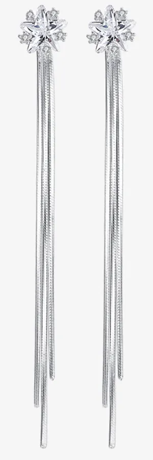 韩国气质雪花流苏耳线耳环免抠