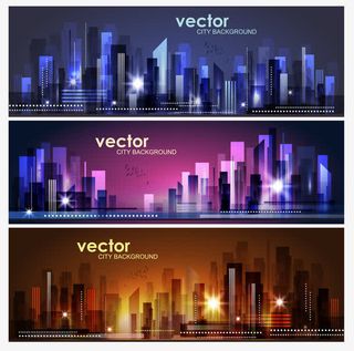 矢量炫彩城市素材免抠