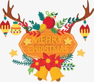 鹿角圣诞标签免抠