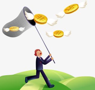 韩风捕金币的男孩矢量图免抠