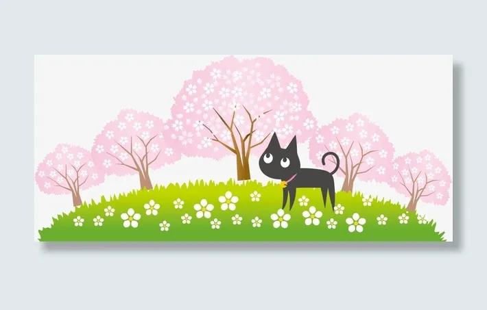 春暖花开绿色草地免抠