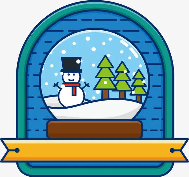 圣诞节雪人圣诞标签免抠