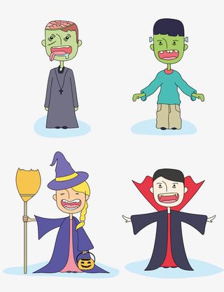 卡通搞怪万圣节小人免抠