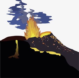 矢量卡通火山喷发免抠