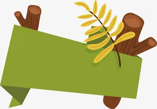 树桩树枝秋天标签免抠