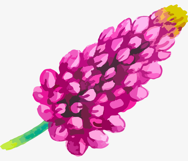 手绘水彩紫色鲜花免抠