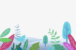 卡通手绘春季树叶装饰底纹免抠