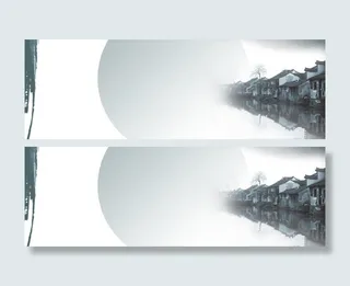 中国风古镇文化展板banner壁纸