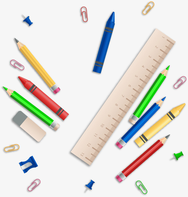 开学季各式文具铅笔免抠